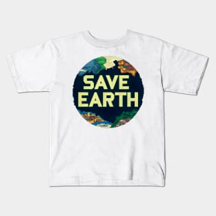 save earth globe pixel art Kids T-Shirt